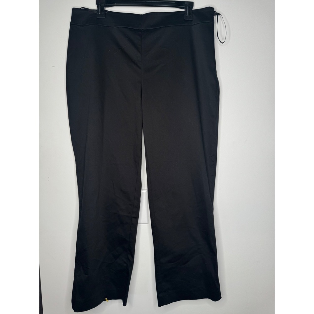 STAUD Black Stretch Cropped Trousers Pants Size 14 Side Zip Straight Leg Career
